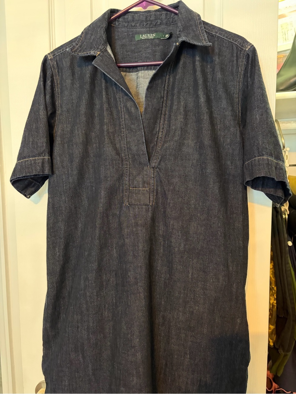 Ralph Lauren Indigo Denim Short-Sleeve Polo Dress